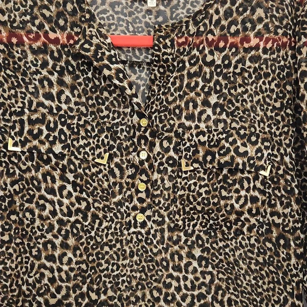 Wishful Park animal print sheer blouse size M - Picture 2 of 10